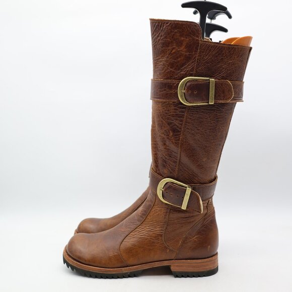Jim Barnier Tall Brown Soft Leather Boots Women's US Size 8 Buckle Shoes - Picture 4 of 10